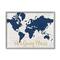 Stupell Industries He&#x27;s Going Places Blue World Map Wall Accent with Gray Frame